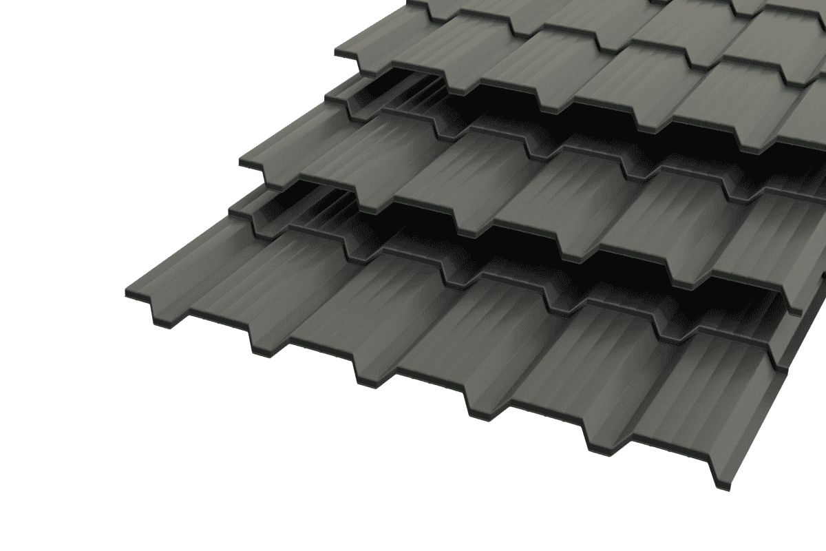 Металлочерепица "Каскад" Polyester 0,5 RAL 7016 Антрацитово-серый