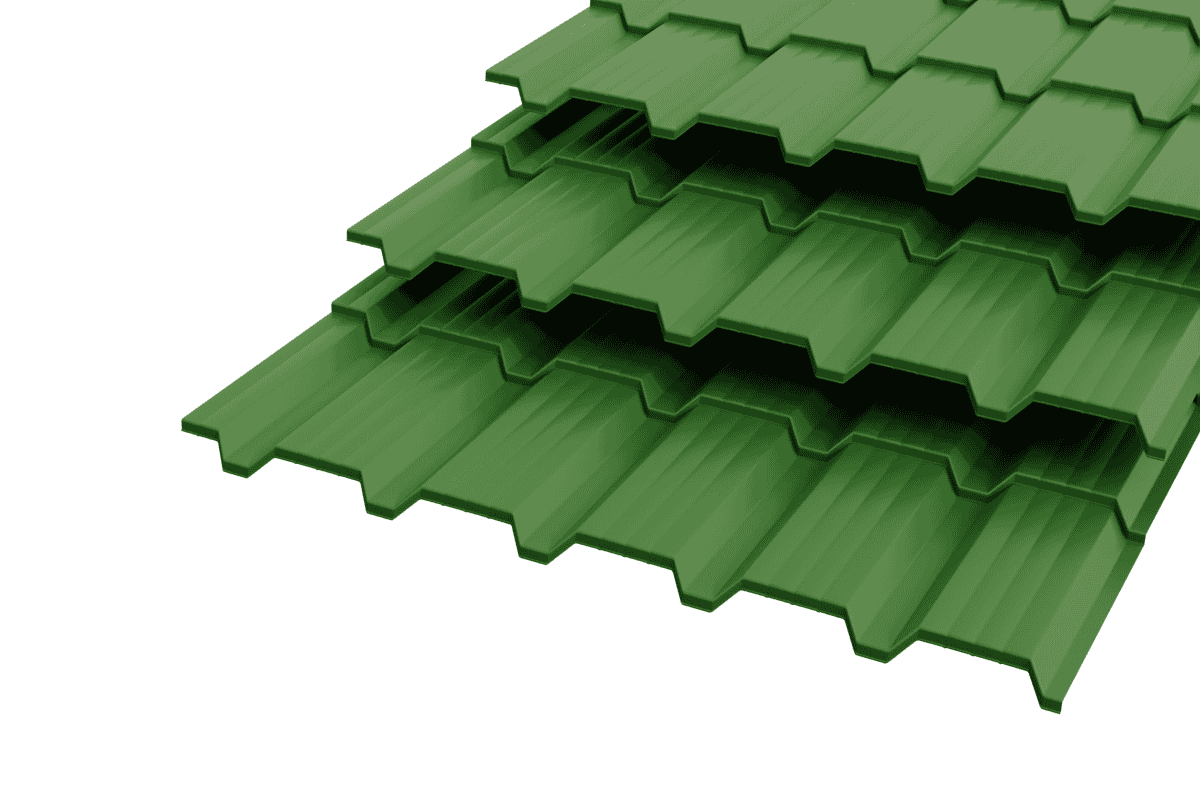 Металлочерепица "Каскад" Polyester 0,5 RAL 6002 Зеленый лист