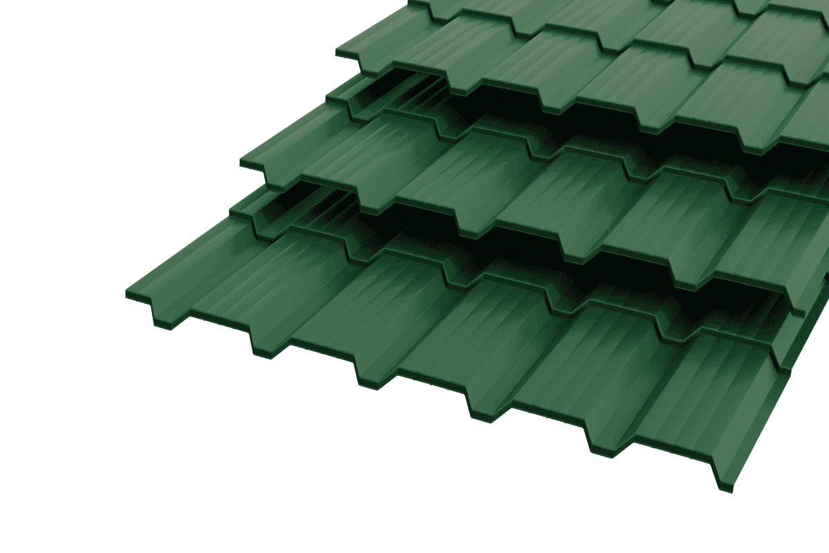 Металлочерепица "Каскад" Polyester 0,5 RAL 6005 Зеленый мох