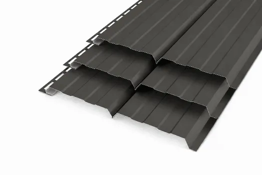 Металлосайдинг металлический «Евробрус Трапеция» RAL 7016 Антрацитово-серый смотреть фото